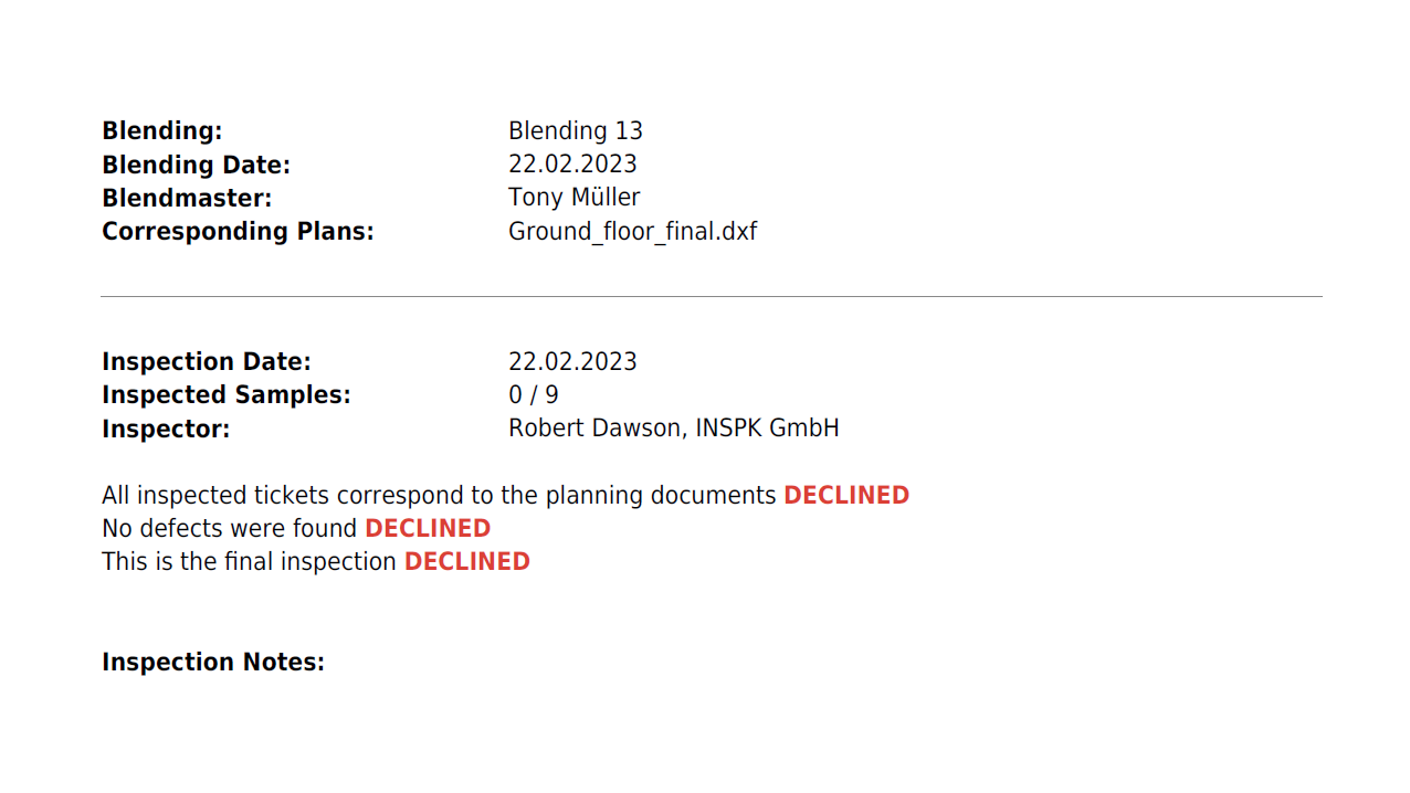 DDL inspection report as PDF download