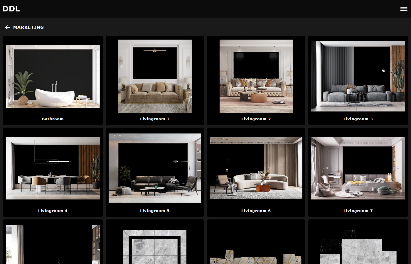DDL Marketing Tools with room visualization and email sending for natural stone